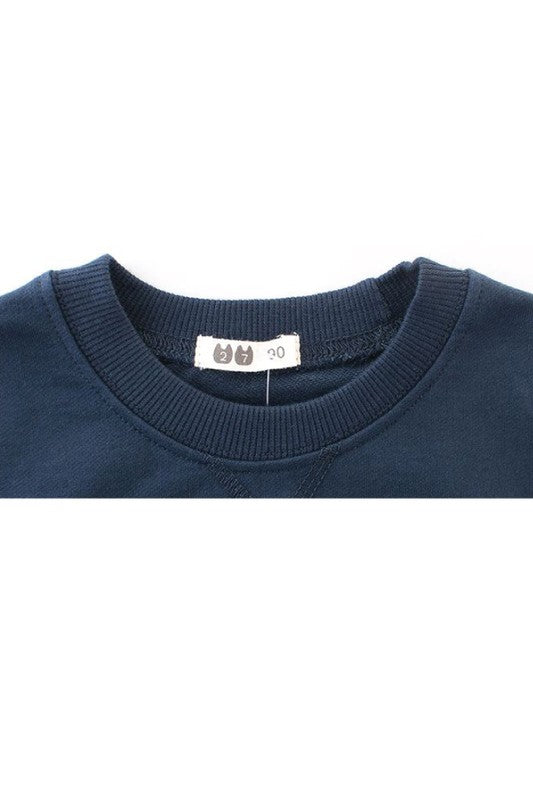 Navy Striped Sleeve Sweatshirt