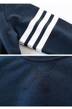 Load image into Gallery viewer, Navy Striped Sleeve Sweatshirt

