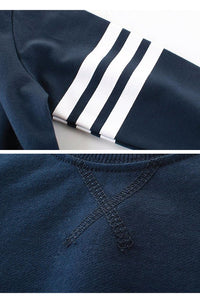 Navy Striped Sleeve Sweatshirt