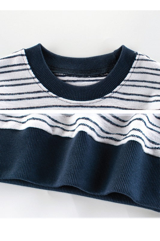 Navy Blue Striped Sweater
