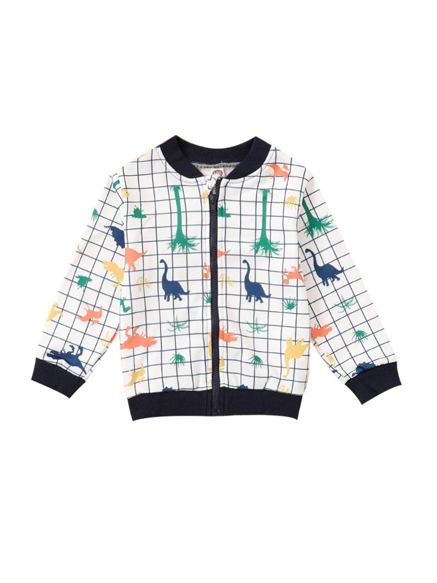 Dinosaur Checked Toddler Boy Jacket