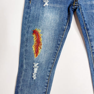 Red Feather Distressed Jeans